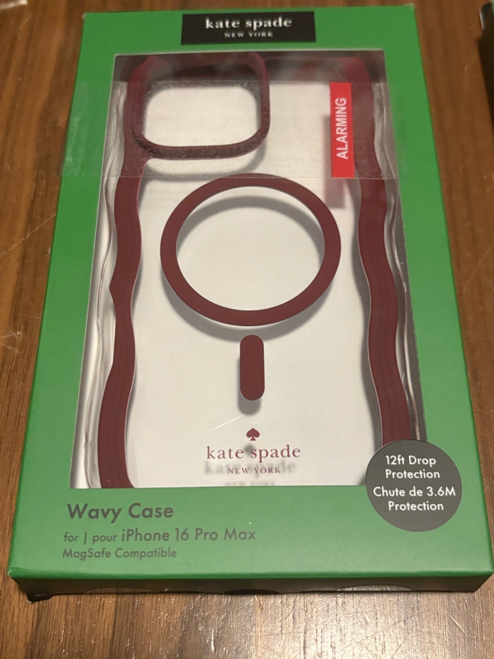 kate spade Clear Case with Burgundy Accent Ring and Trim